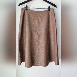 Bod&Christensen Real Leather Midi Skirt Brown Wiskey Tan A line size 10